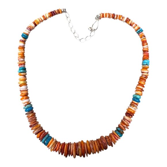 Jay King Chunky Spiny Oyster Turquoise Beaded Necklace Sterling Silver Clasp - Picture 9 of 9